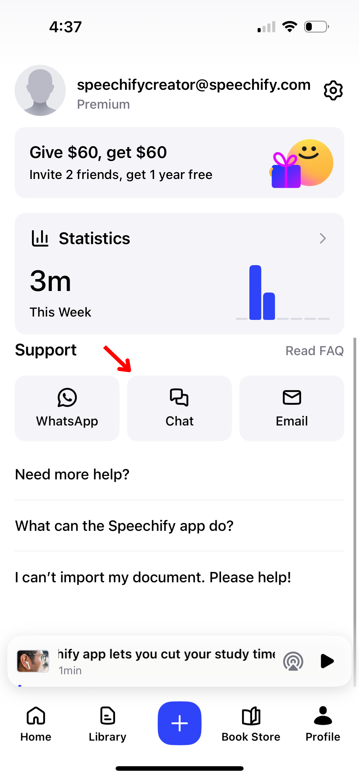 How to Access Support on the Speechify iOS App